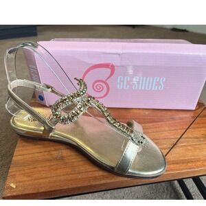 GC Shoes Lidia Gold Snake Rhinestone Flat Sandals Womens 7.5